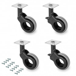 Emuca Kit roulettes Hole 2 D50mm plastique gris avec vis 2041421 Emuca Kobleo