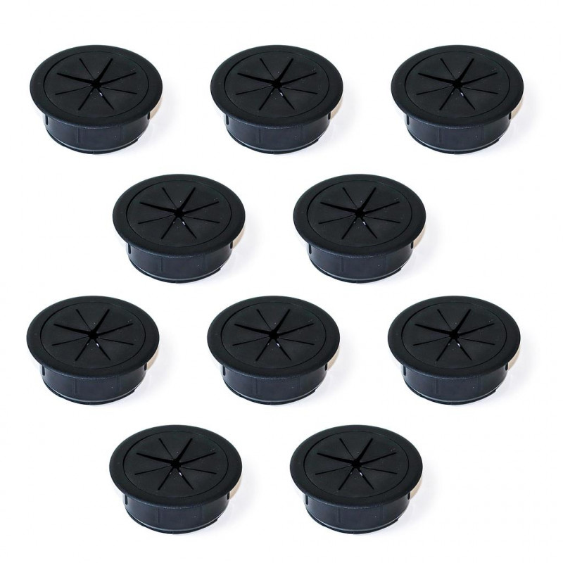 Emuca 10 passe-câbles pour table Roundot D60mm plastique noir 3920217 Emuca Kobleo