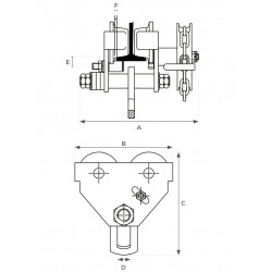 Stockman Chariot porte-palan manuel 10T en acier GE100 Stockman Kobleo