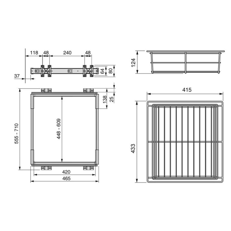 Emuca Kit panier métallique et cadre coulissant module 600mm 7066062 Emuca Kobleo Emuca Kit panier métallique et cadre coulissant module 600mm 7066062 Emuca Kobleo