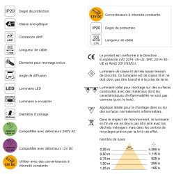 Emuca 6 Spots Led encastrables D18mm 95lm 1.2W anodisé mat 5073962 Emuca Kobleo