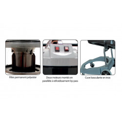 Leman Aspirateur eau et poussières ASP701 70L 1250W avec accessoires Leman Kobleo