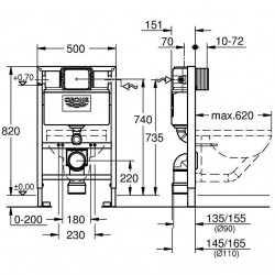 Grohe Bâti support pour WC 0,82m Rapid SL 38526000 Grohe Kobleo