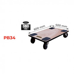 Stockman Plateau roulant bois 350kg 600x400mm roues caoutchouc PB34 Stockman Kobleo