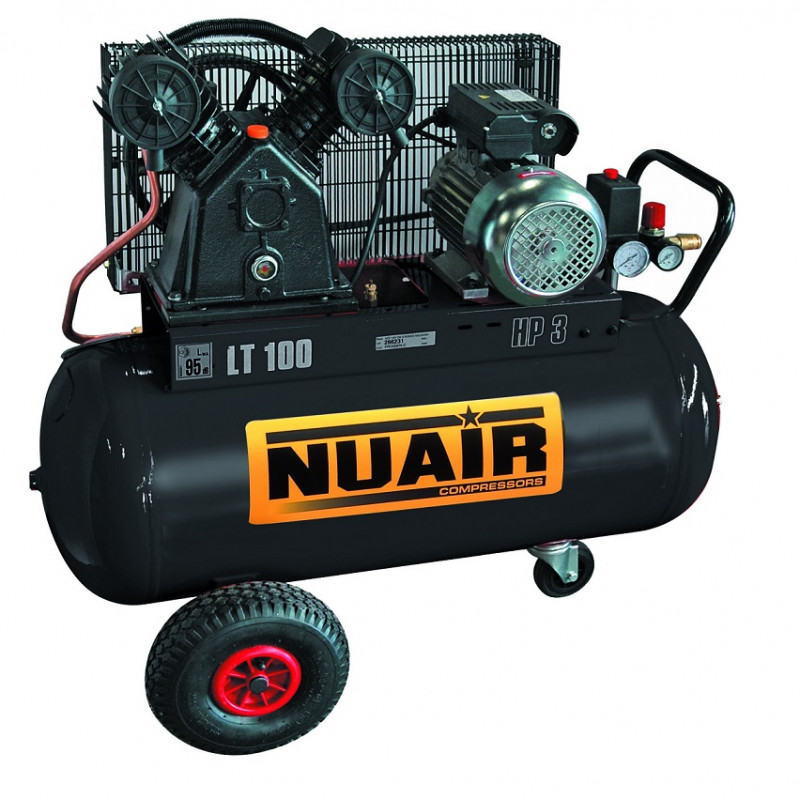 Nuair Compresseur Pro de chantier 3Cv 100 litres 390 L/min B3800B/100CM3 Nuair Kobleo