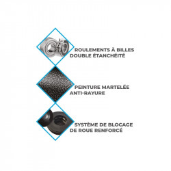 Stockman Diable charge cylindrique SAC15-RSN roues caoutchouc noir 200kg Kobleo