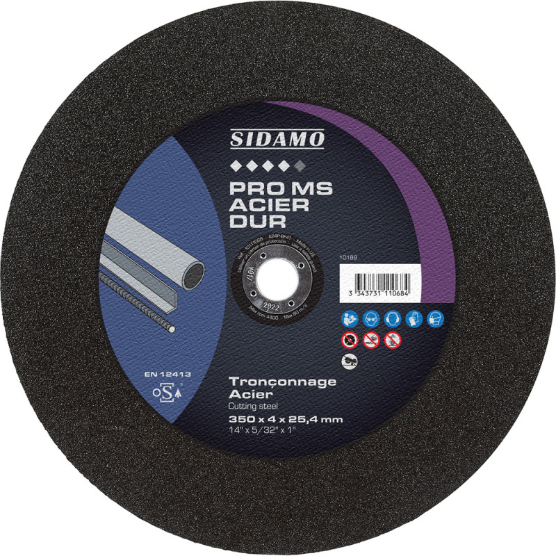 Sidamo 10 disques à tronçonner Pro Ms Acier Dur 350x4x25.4mm 10111068 Sidamo Kobleo