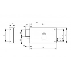 Thirard Serrure en applique 122 4 gorges à tirage 140x82mm gauche Thirard Kobleo