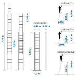 Hoström Echelle 3 plans StablePRO 3x13 marches hauteur travail max 8,61m Hostrom Kobleo Hoström Echelle 3 plans StablePRO 3x13 marches hauteur travail max 8,61m Hostrom Kobleo