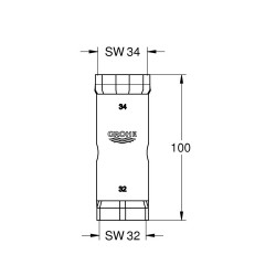 Grohe Clé à douille chromé 32mm et 34mm Grohe Kobleo