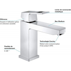 Grohe Mitigeur monocommande lavabo Eurocube taille M chromé Grohe Kobleo