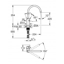 Grohe Mitigeur évier Eurosmart Cosmopolitan bec haut chromé Grohe Kobleo Grohe Mitigeur évier Eurosmart Cosmopolitan bec haut chromé Grohe Kobleo