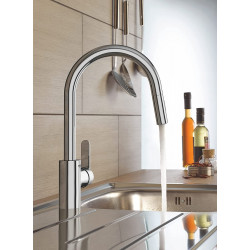 Grohe Mitigeur monocommande évier Get avec bec pivotant chromé Grohe Kobleo