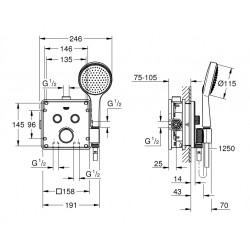 Grohe Set de douche Grohtherm SmartControl encastrée chromé Grohe Kobleo