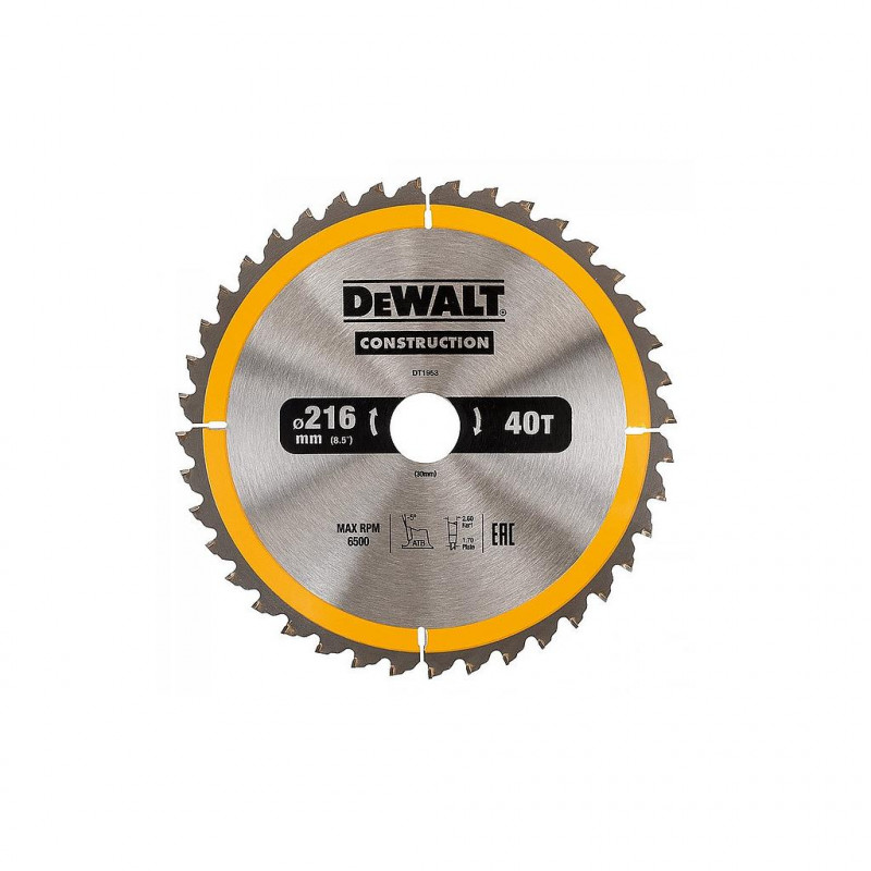 DeWalt Lame de scie circulaire DT1953 D216mm 40 dents DeWalt Kobleo