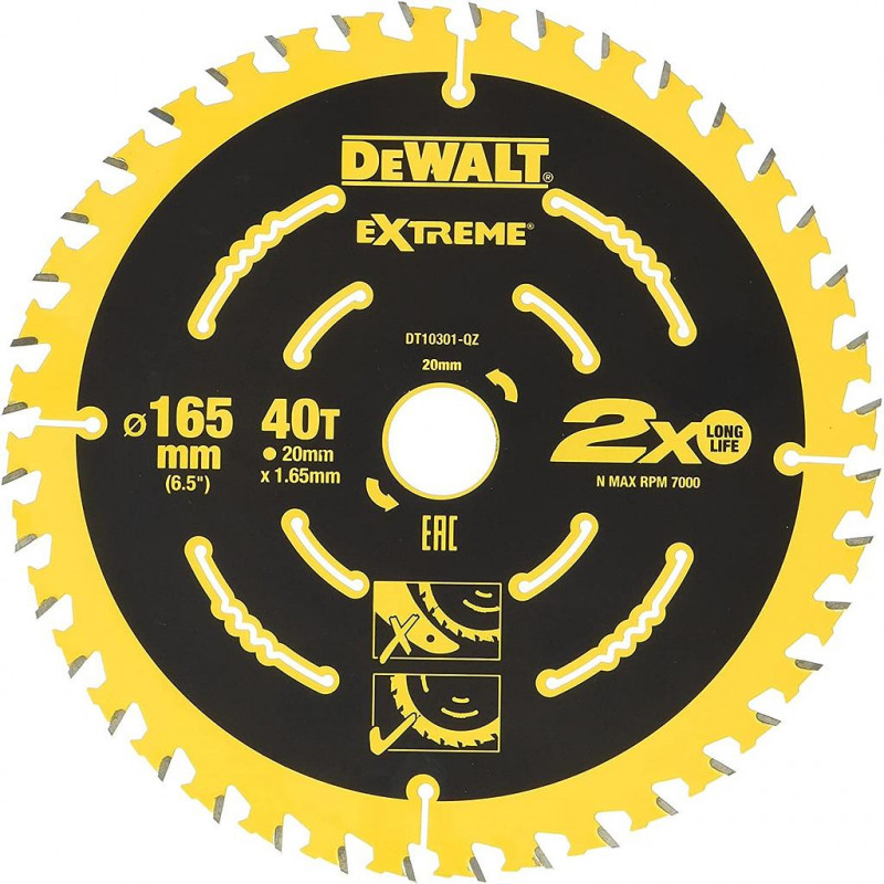 DeWalt Lame de scie circulaire DT10301 D165mm 40 dents DeWalt Kobleo