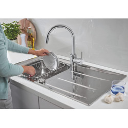 Grohe Evier 1 bac avec égouttoir acier inoxydable K400 860x500mm Grohe Kobleo