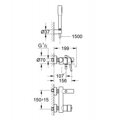Grohe Mitigeur bain-douche Concetto monocommande 1/2" chromé Grohe Kobleo