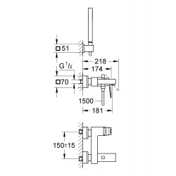 Grohe Mitigeur monocommande Eurocube 1/2" pour baignoire chromé Grohe Kobleo