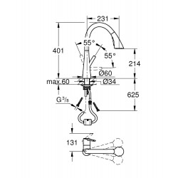 Grohe Mitigeur évier Zedra monocommande 3 jets bec pivotant chromé Grohe Kobleo Grohe Mitigeur évier Zedra monocommande 3 jets bec pivotant chromé Grohe Kobleo