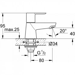 Grohe Robinet de lave-mains Bauloop 1/2" taille XS chromé Grohe Kobleo