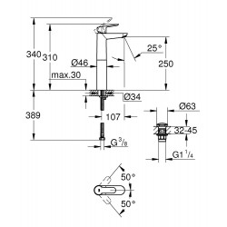 Grohe Mitigeur lavabo Start Edge monocommande taille XL chromé Grohe Kobleo