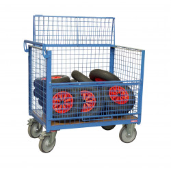 Fimm Chariot conteneur grillagé charge 500 kg 1000 x 700 mm (460 L) avec to Kobleo