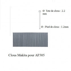 Makita Boite de 5000 clous galva F-31883 L25mm pour AF505 Makita Kobleo