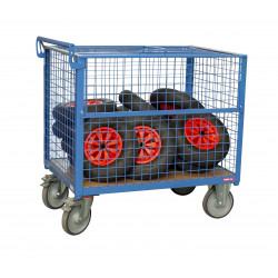 Fimm Chariot conteneur grillagé charge 500 kg 1200 x 800 mm (640 L) avec to Kobleo