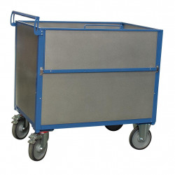 Fimm Chariot conteneur tôle galva 500 kg sans toit 1200x800mm (640 L) roues Kobleo