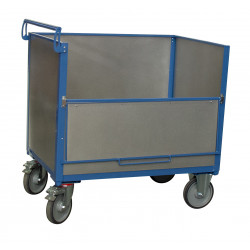 Fimm Chariot conteneur tôle galva 500 kg sans toit 1200x800mm (640 L) roues Kobleo