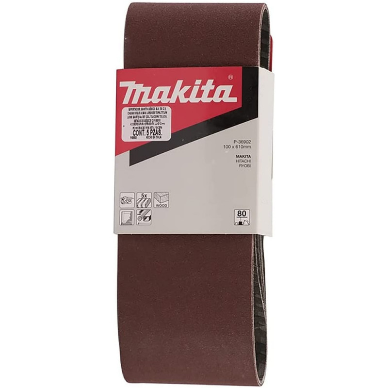Makita Bande abrasive 100x610mm grain 80 pour bois métal Makita Kobleo