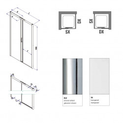 Samo Paroi douche coulissante 2 panneaux 117-121cm Droite Cee Art SP Kobleo
