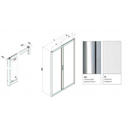 Samo Porte douche coulissante deux panneaux 107-111cm Ht195cm Cee Art Kobleo