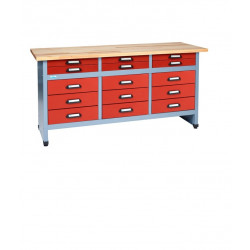 Kupper Etabli longueur 170 cm et multiples tiroirs- Rouge Kobleo