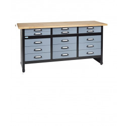 Kupper Etabli longueur 170 cm et multiples tiroirs- Gris Kobleo