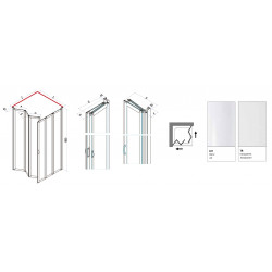 Samo Paroi douche d'angle panneaux pliants 88-92cm profilé blanc Flex Kobleo
