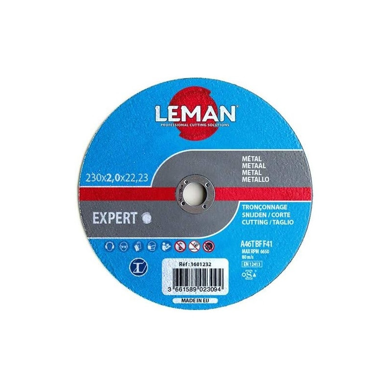 Leman Lot de 25 disques à tronçonner métaux D230x22,23x2,5mm Leman Kobleo