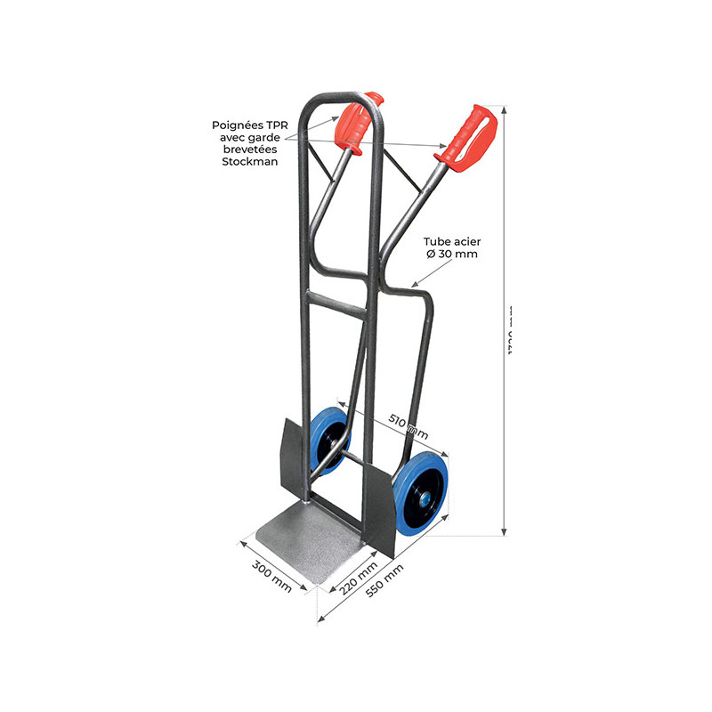 Stockman Diable acier HT300/ELA-RG charge haute 300kg roues gonflables Kobleo Stockman Diable acier HT300/ELA-RG charge haute 300kg roues gonflables Kobleo