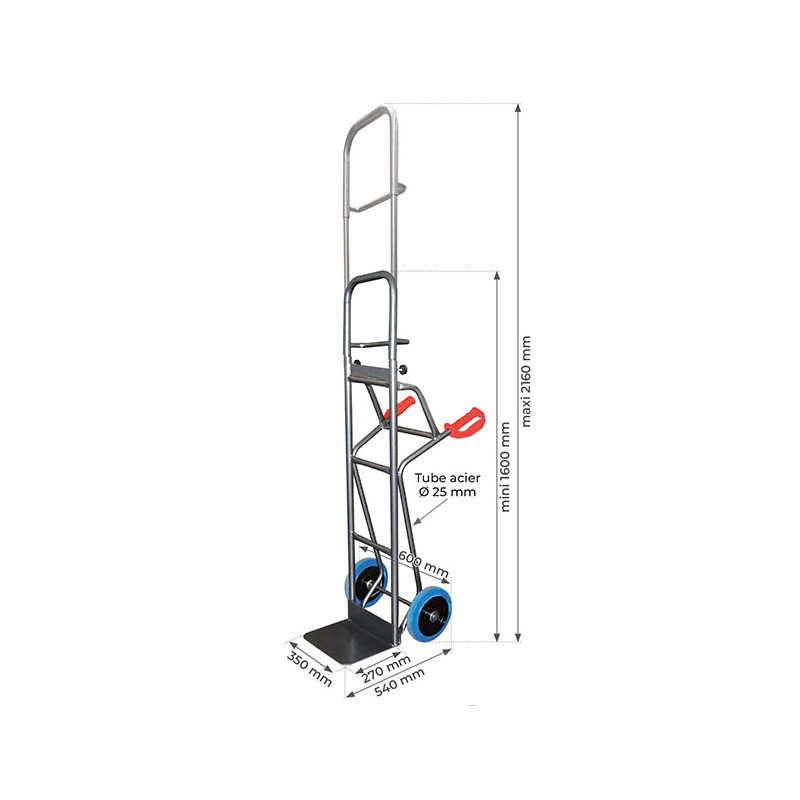 Stockman Diable HT250/PRIM2-RSB tablier télescopique roues caoutchouc bleu Kobleo Stockman Diable HT250/PRIM2-RSB tablier télescopique roues caoutchouc bleu Kobleo