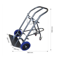 Stockman Diable porte 2 bouteilles SAC200-RSN 200kg roues caoutchouc noir Kobleo