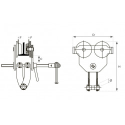 Stockman Griffe d'accrochage palan TC20A mise en place rapide 2000kg Stockman Kobleo