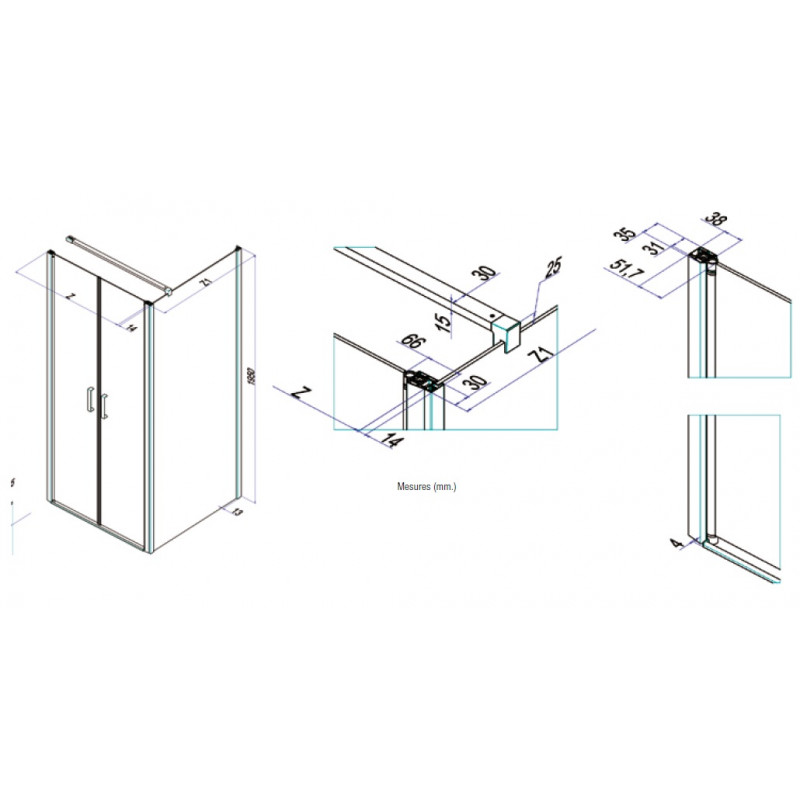 Samo Porte douche abattant Saloon 88 92cm POLARIS Kobleo Samo Porte douche abattant Saloon 88 92cm POLARIS Kobleo