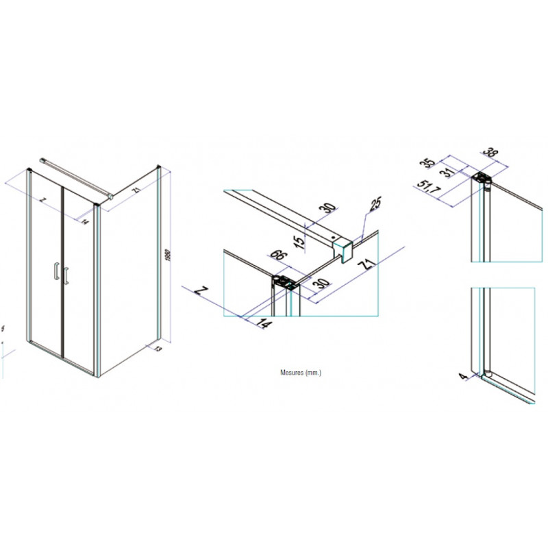 Samo Porte douche abattant Saloon 96 100cm POLARIS Kobleo Samo Porte douche abattant Saloon 96 100cm POLARIS Kobleo