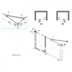 Samo Porte douche pivotante paroi fixe ligne 107-111cm Gauche POLARIS Kobleo