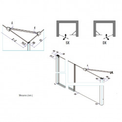 Samo Porte douche pivotante paroi fixe ligne 117-121cm Droite POLARIS Kobleo