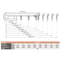 Stockman Potence télescopique TLBG25 en acier galvanisé 2500kg Kobleo