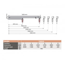 Stockman Potence télescopique TLBG45 en acier galvanisé 4500kg Kobleo