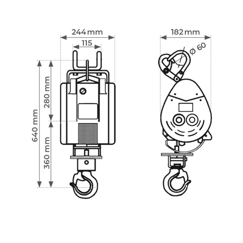 Stockman Treuil à câble électrique LES-M250 250kg 1,5kW 220V monophasé Kobleo Stockman Treuil à câble électrique LES-M250 250kg 1,5kW 220V monophasé Kobleo