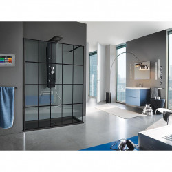 Samo Paroi douche d'angle rectangulaire 116-118cm profilé noir mat Griglia  Kobleo